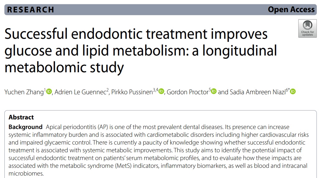 Kanal Tedavisi olan kişilerde Kalp ve şeker hastalıkları riski azalıyor:Yeni Klinik Araştırma