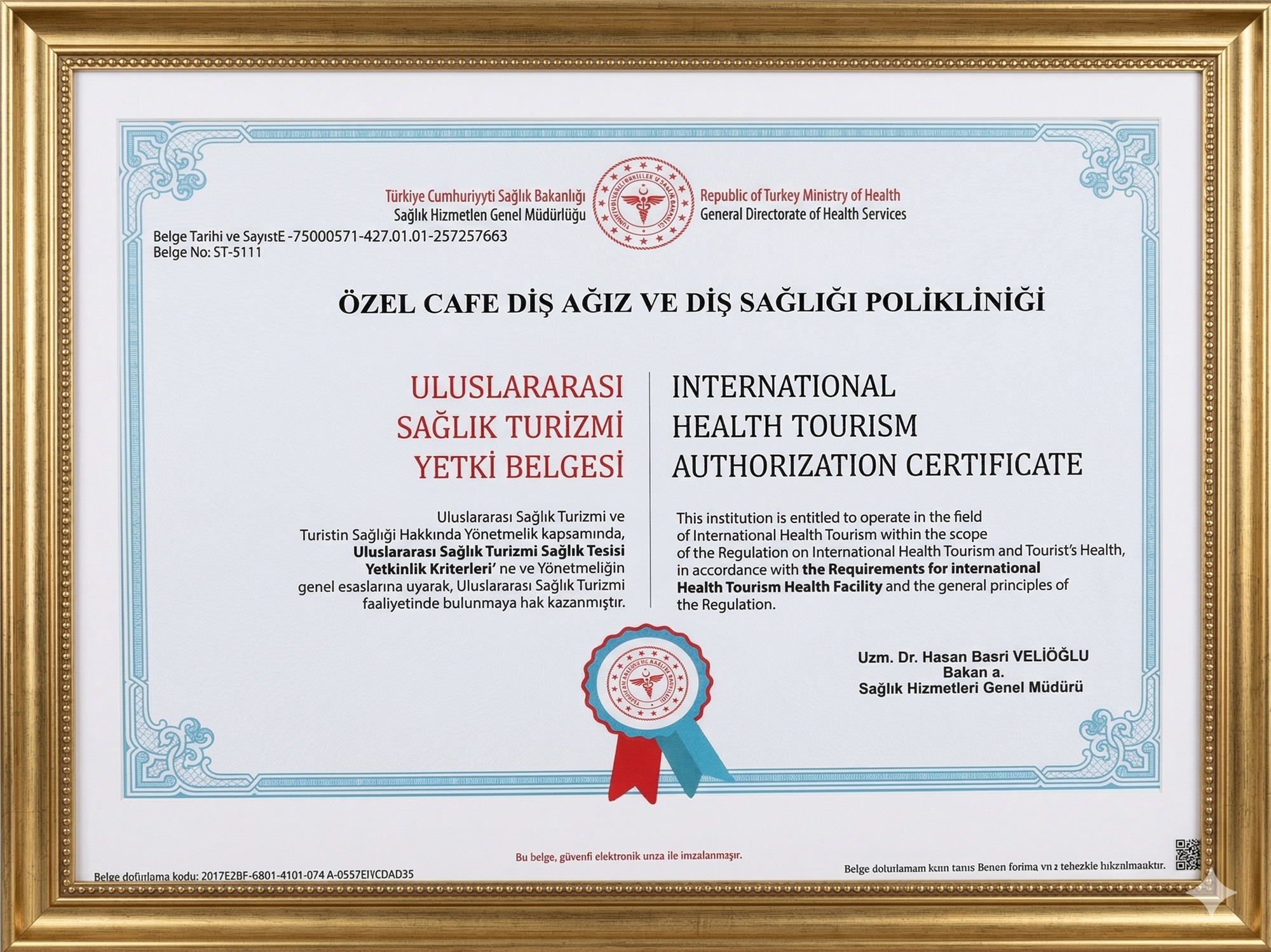 Uluslararası Sağlık Turizmi Yetki Belgesi